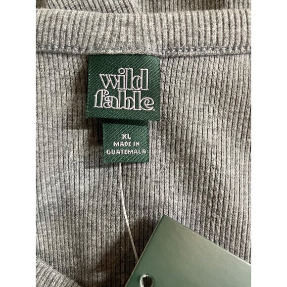 WIld Fable Womens XL Crop Top Gray Ribbed Form Fitting Short Sleeve Shirt - Picture 6 of 8